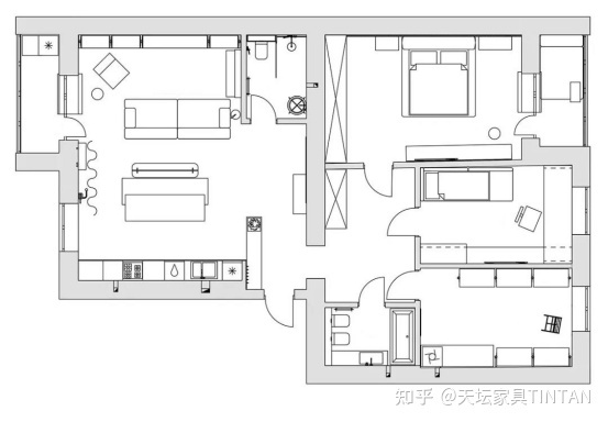 70㎡小戶型營造高級感，現代簡約兩居室家裝案例分享